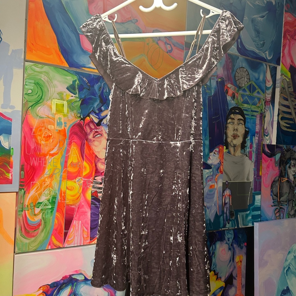 American Eagle Velvet Off-Shoulder Dress
